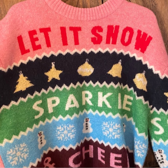 H&M Pink Multicolor Holiday Festive Sweater; XXL - Picture 3 of 8